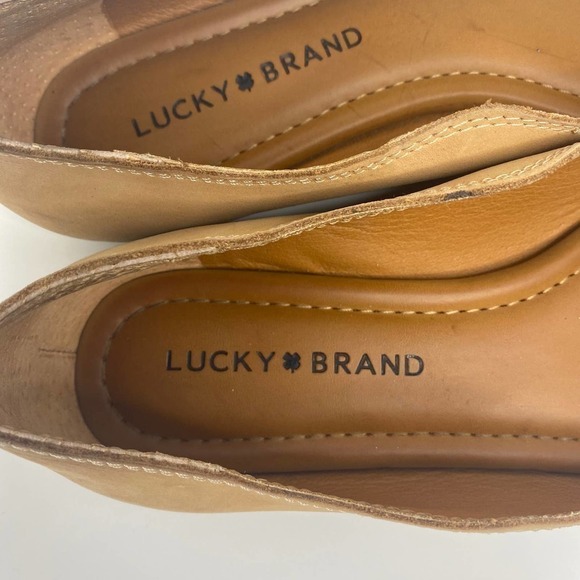 Lucky Brand Women Dellie Beige Brown Ballet Flats Shoes Scallop Sz 7M Comfort - Picture 4 of 11